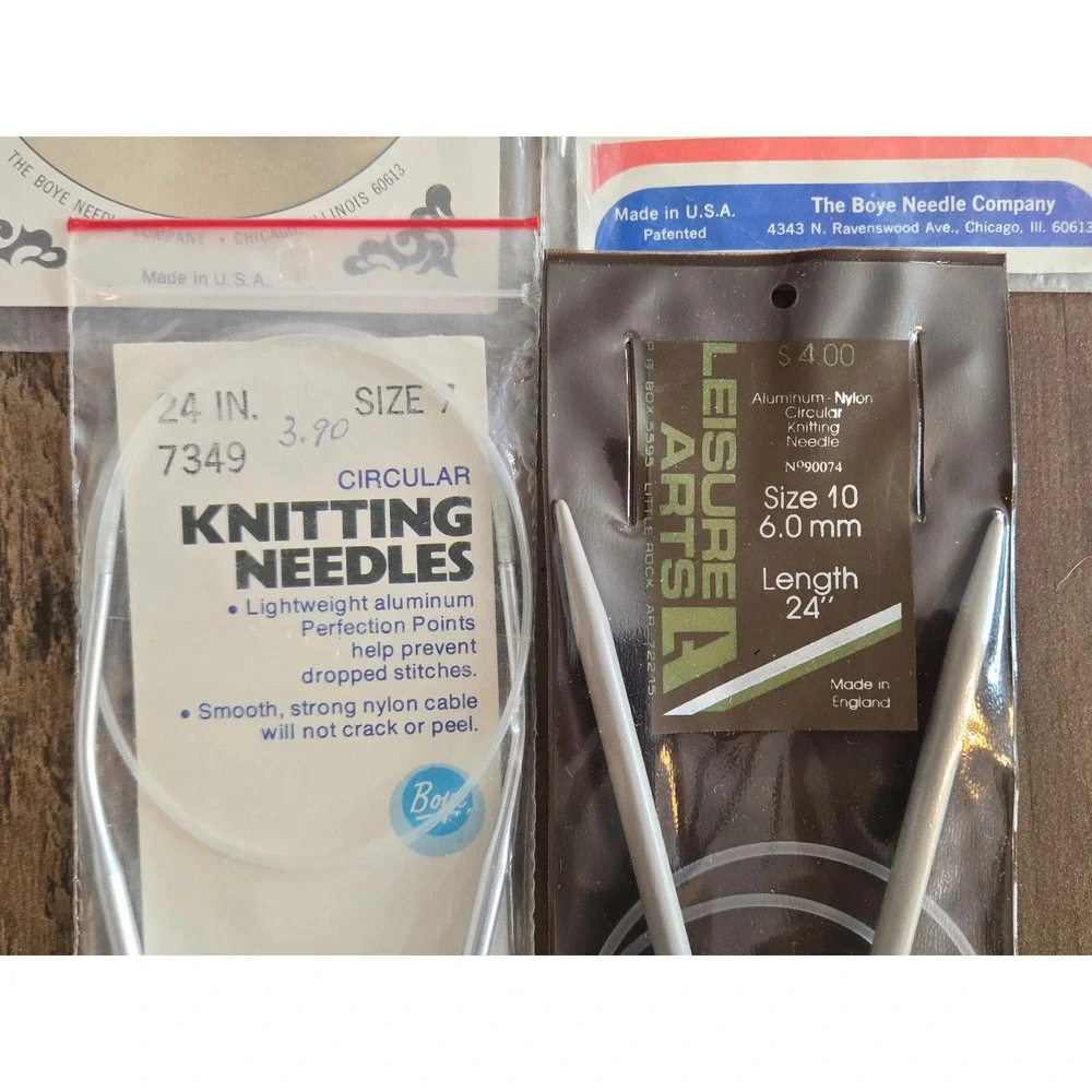 Vintage Boye Leisure Arts 24 Inch Circular Knitting Needles‎ Lot Sizes 6 7 9 10